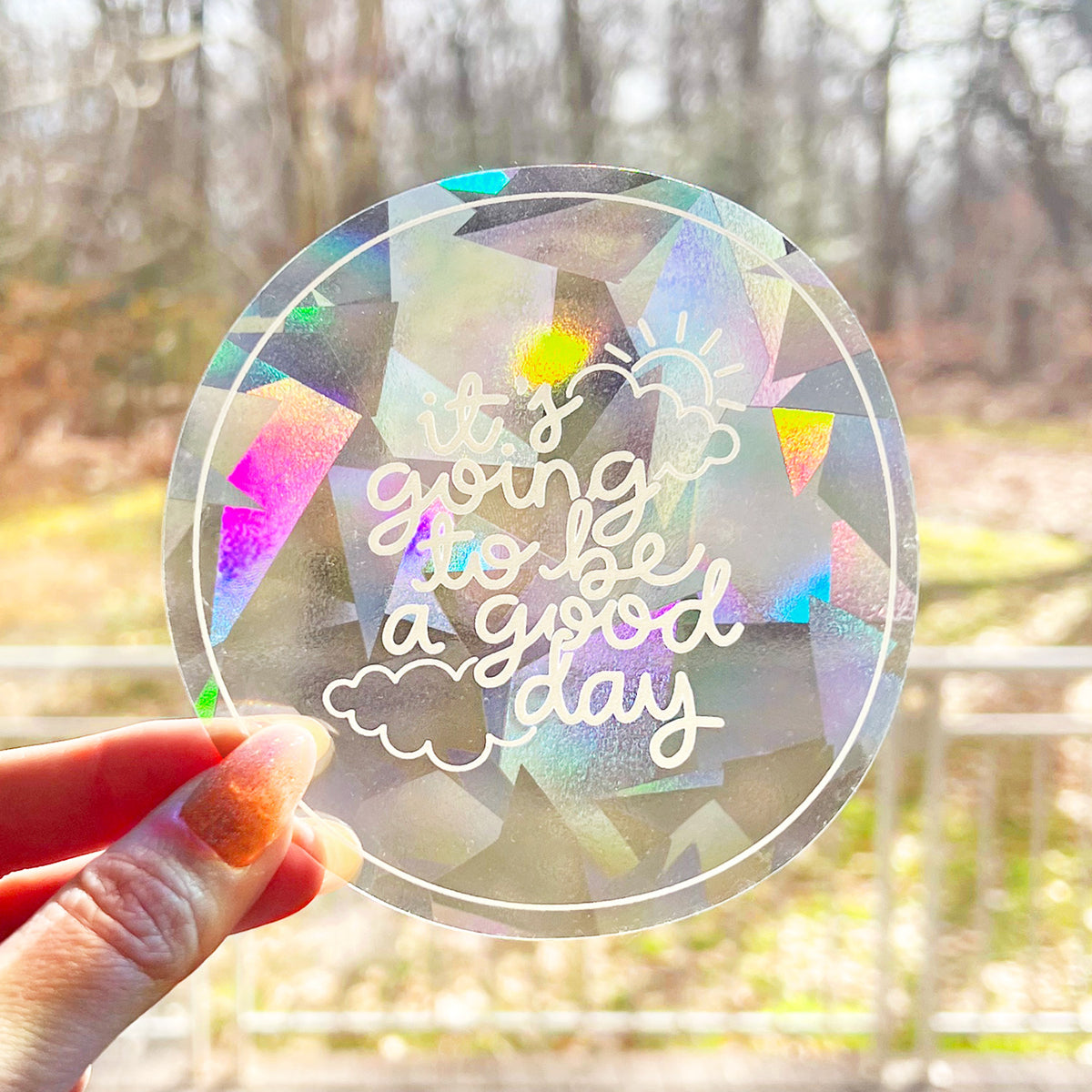 Sunshine & Good Vibes Rainbow Suncatcher Sticker – LadyishCreative