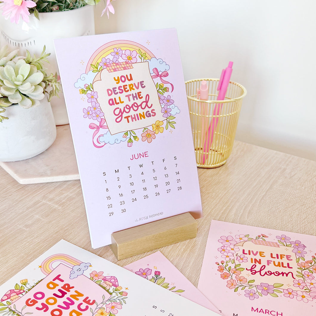 The-Rosy-Redhead-Cute-2025-Desk-Calendar-Girly-Positive