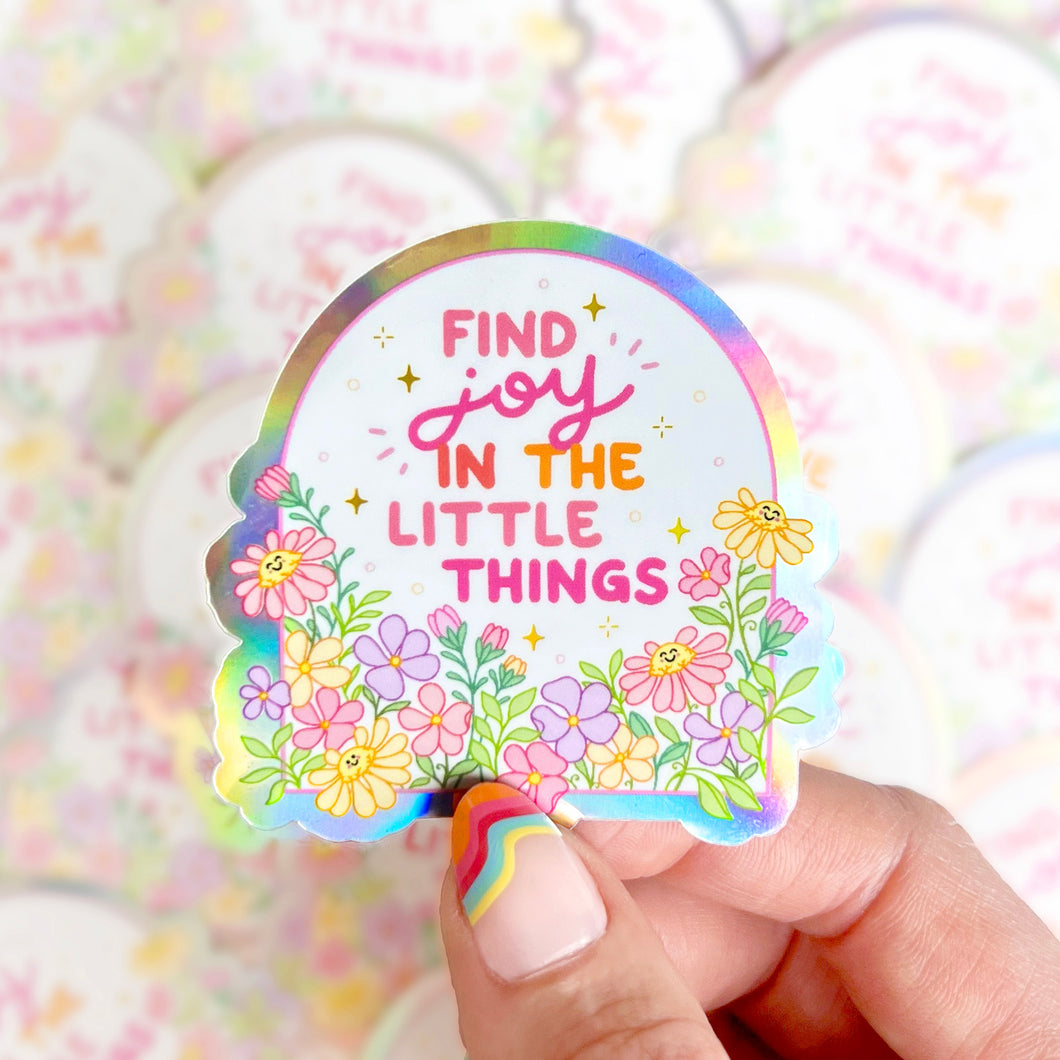 The Rosy Redhead Find Joy in Little Things Quote Cute Waterproof Sticker