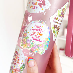 The Rosy Redhead Find Joy in Little Things Quote Cute Waterproof Sticker