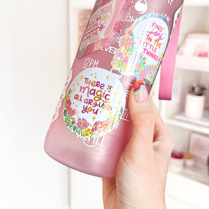 The Rosy Redhead Water Bottle Glitter Magic Quote Sticker