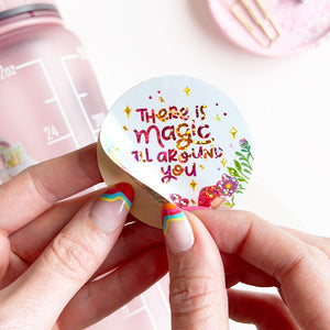 The Rosy Redhead Cute Waterproof Glitter Magic Quote Sticker