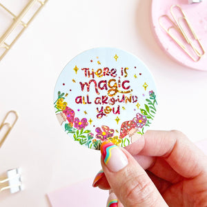 The Rosy Redhead Cute Waterproof Glitter Magic Quote Sticker