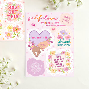 Self Love Stickers - Waterproof Sticker Sheet – Southern Gem Creations